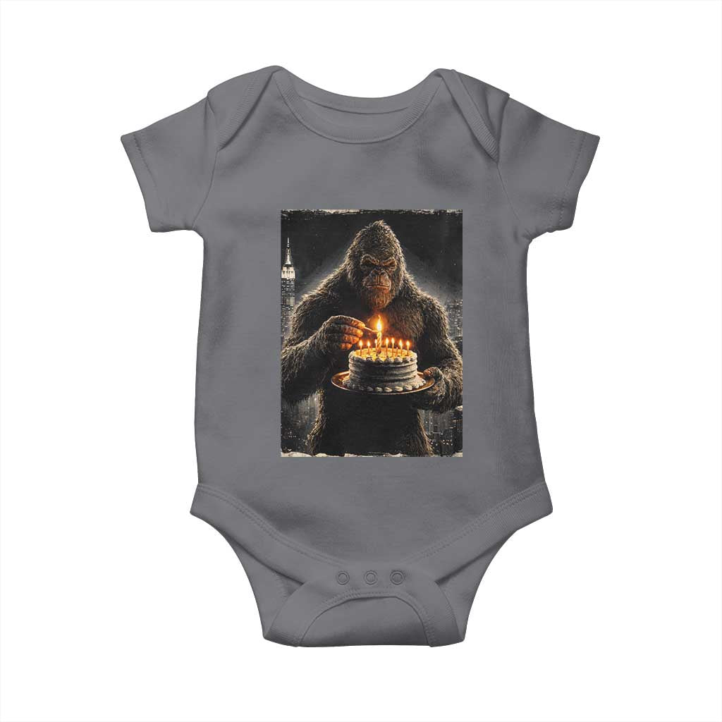 Funny Birthday Bigfoot Baby Onesie Sasquatsch Bday Party Vintage Graphic Japanese Art TS10 Charcoal Print Your Wear