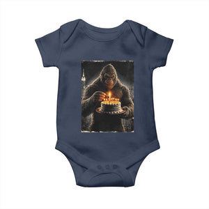 Funny Birthday Bigfoot Baby Onesie Sasquatsch Bday Party Vintage Graphic Japanese Art TS10 Navy Print Your Wear