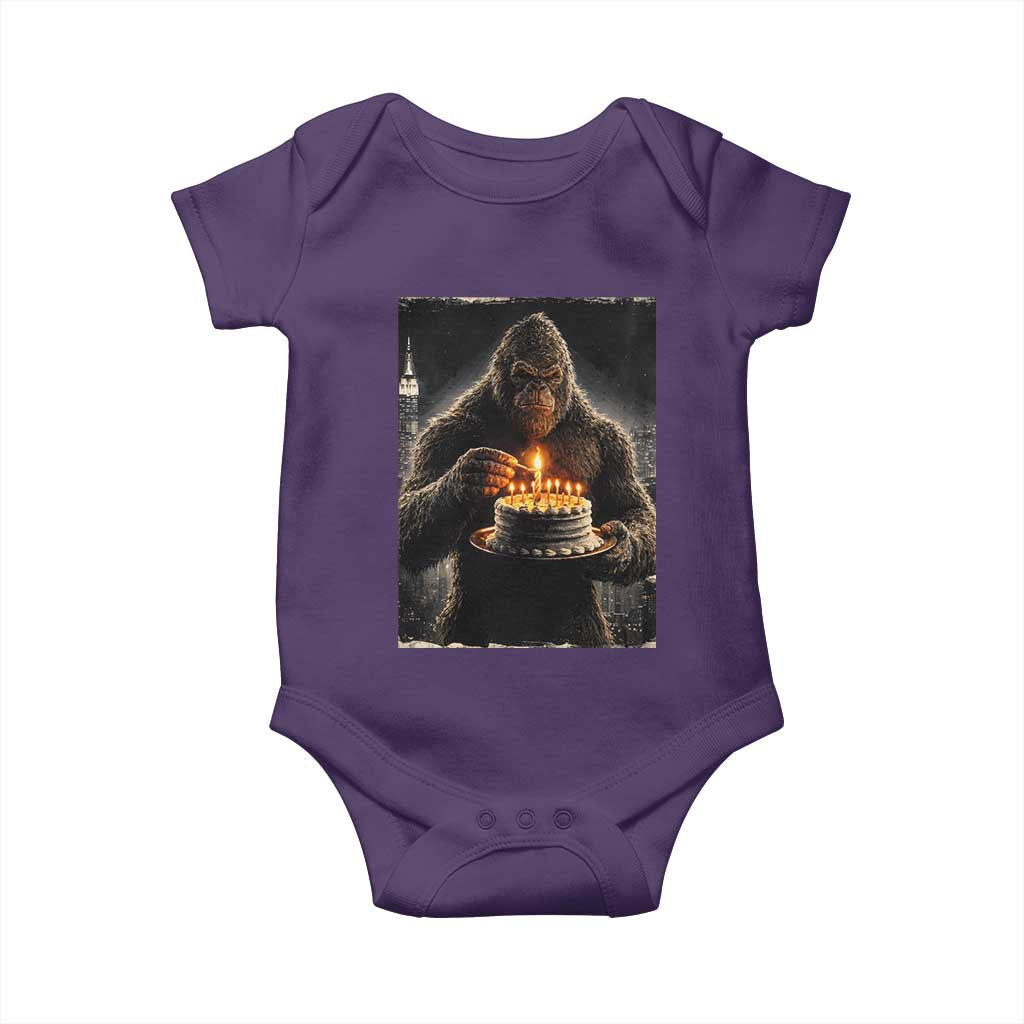 Funny Birthday Bigfoot Baby Onesie Sasquatsch Bday Party Vintage Graphic Japanese Art TS10 Purple Print Your Wear