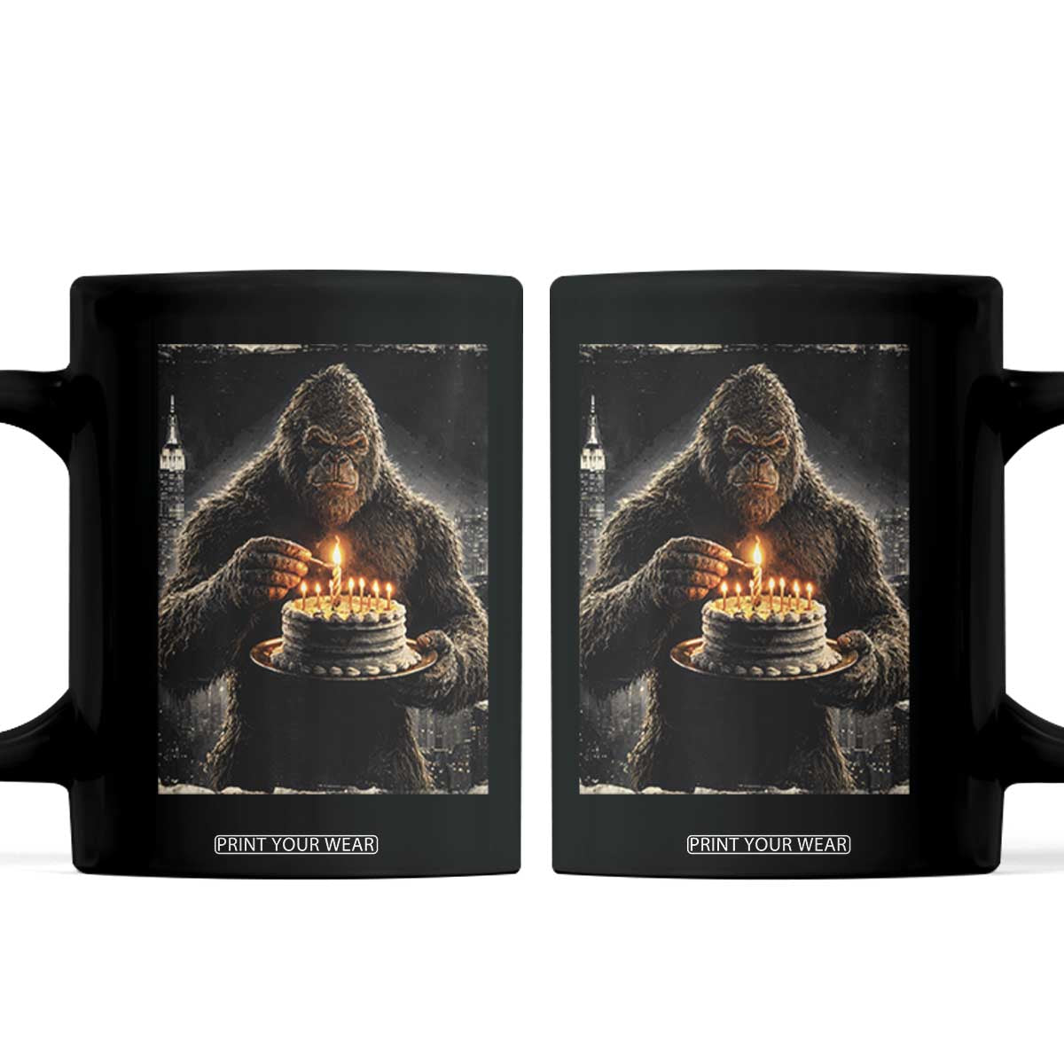Funny Birthday Bigfoot Coffee Mug Sasquatsch Bday Party Vintage Graphic Japanese Art TS10 Black Print Your Wear