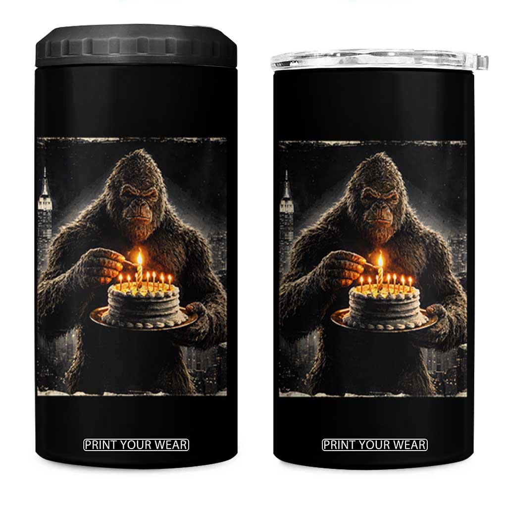 Funny Birthday Bigfoot 4 in 1 Can Cooler Tumbler Sasquatsch Bday Party Vintage Graphic Japanese Art TS10 One Size: 16 oz Black Print Your Wear
