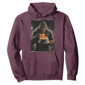 Funny Birthday Bigfoot Hoodie Sasquatsch Bday Party Vintage Graphic Japanese Art TS10 Maroon Print Your Wear