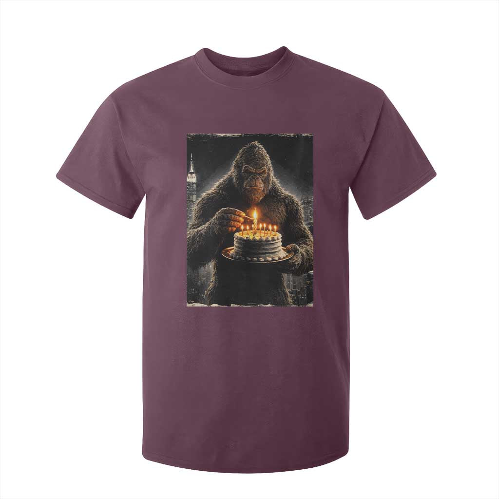 Funny Birthday Bigfoot T Shirt For Kid Sasquatsch Bday Party Vintage Graphic Japanese Art TS10 Maroon Print Your Wear
