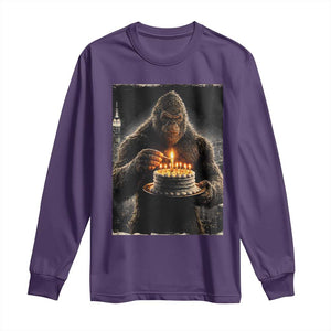 Funny Birthday Bigfoot Long Sleeve Shirt Sasquatsch Bday Party Vintage Graphic Japanese Art TS10 Purple Print Your Wear