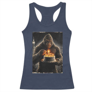 Funny Birthday Bigfoot Racerback Tank Top Sasquatsch Bday Party Vintage Graphic Japanese Art TS10 Navy Print Your Wear