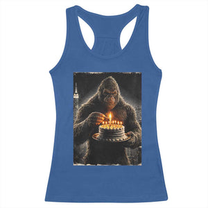 Funny Birthday Bigfoot Racerback Tank Top Sasquatsch Bday Party Vintage Graphic Japanese Art TS10 Royal Blue Print Your Wear