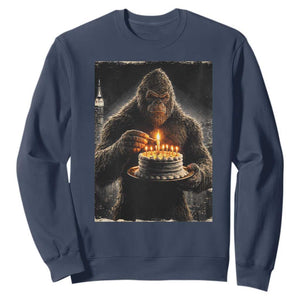 Funny Birthday Bigfoot Sweatshirt Sasquatsch Bday Party Vintage Graphic Japanese Art TS10 Navy Print Your Wear