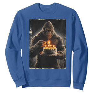 Funny Birthday Bigfoot Sweatshirt Sasquatsch Bday Party Vintage Graphic Japanese Art TS10 Royal Blue Print Your Wear