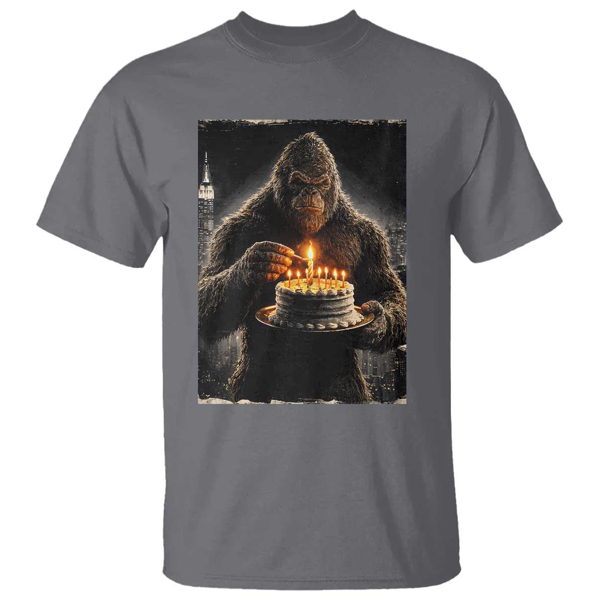 Funny Birthday Bigfoot T Shirt Sasquatsch Bday Party Vintage Graphic Japanese Art TS10 Charcoal Print Your Wear
