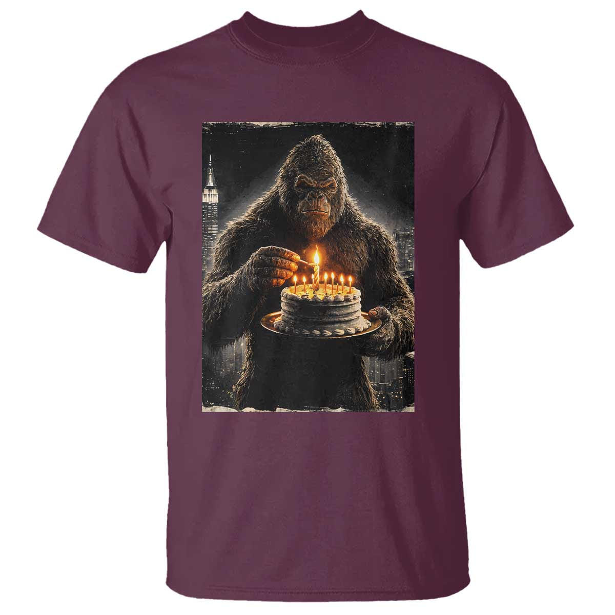 Funny Birthday Bigfoot T Shirt Sasquatsch Bday Party Vintage Graphic Japanese Art TS10 Maroon Print Your Wear