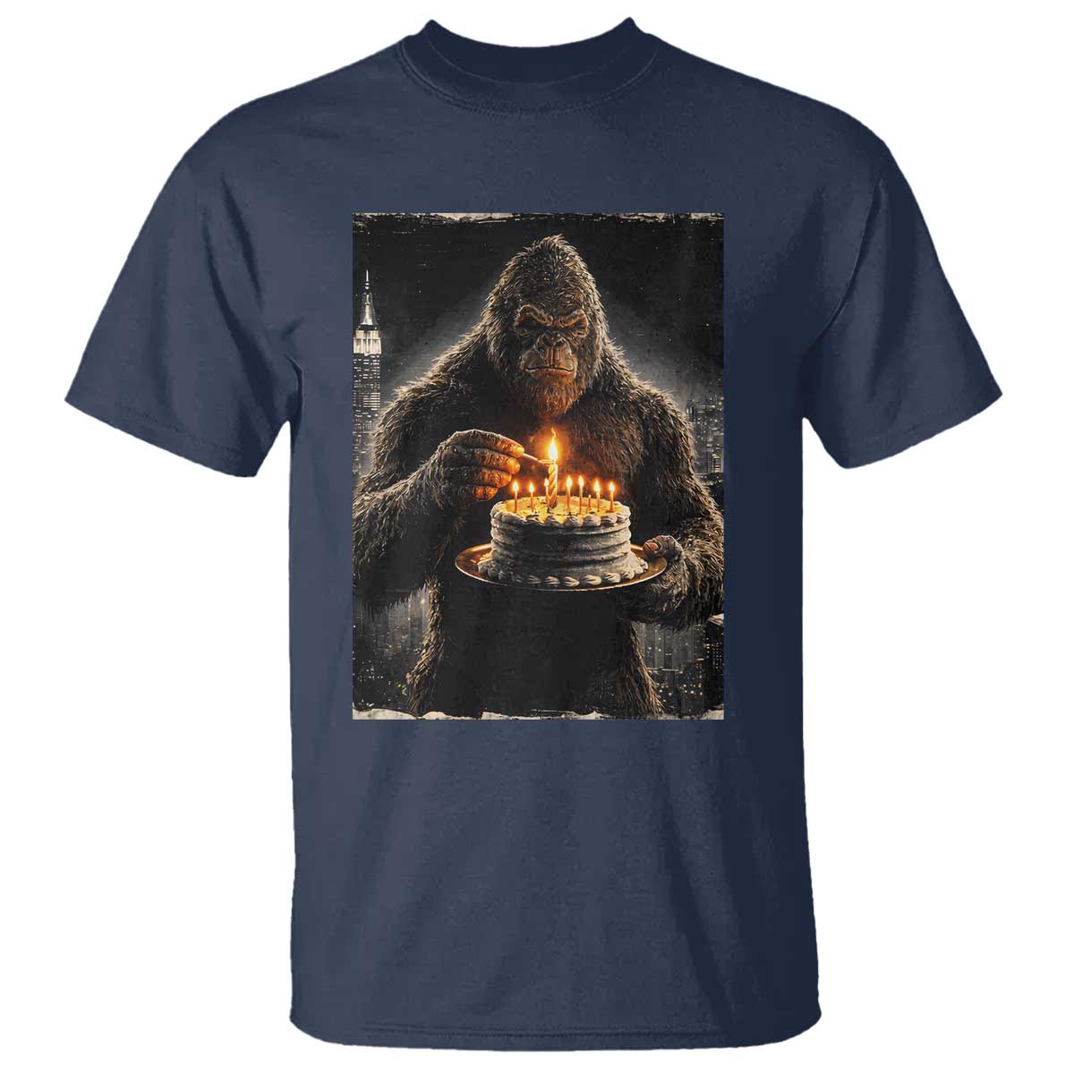 Funny Birthday Bigfoot T Shirt Sasquatsch Bday Party Vintage Graphic Japanese Art TS10 Navy Print Your Wear