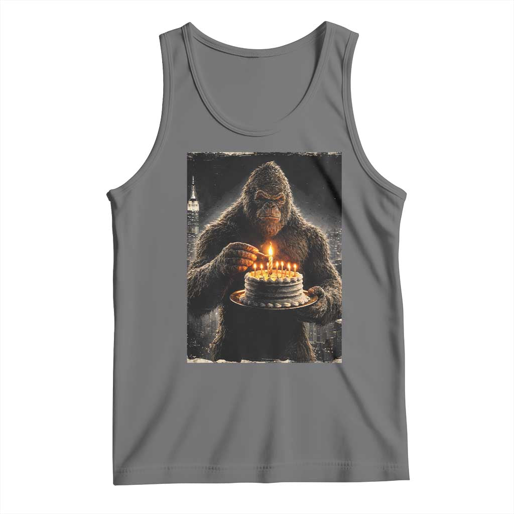 Funny Birthday Bigfoot Tank Top Sasquatsch Bday Party Vintage Graphic Japanese Art TS10 Black Heather Print Your Wear