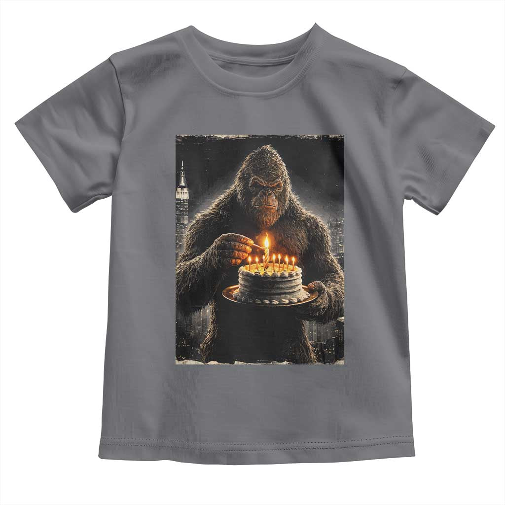Funny Birthday Bigfoot Toddler T Shirt Sasquatsch Bday Party Vintage Graphic Japanese Art TS10 Charcoal Print Your Wear