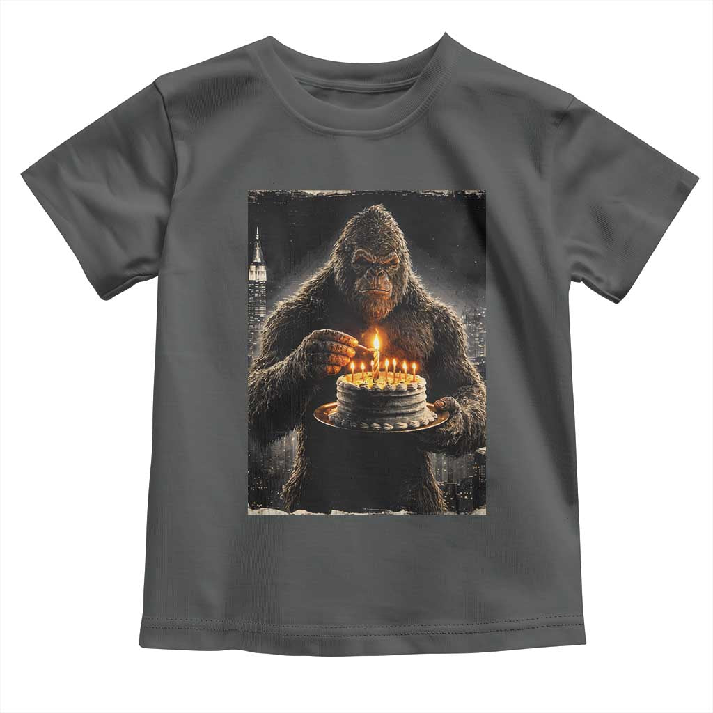 Funny Birthday Bigfoot Toddler T Shirt Sasquatsch Bday Party Vintage Graphic Japanese Art TS10 Dark Heather Print Your Wear