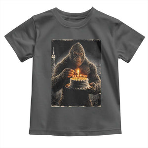 Funny Birthday Bigfoot Toddler T Shirt Sasquatsch Bday Party Vintage Graphic Japanese Art TS10 Dark Heather Print Your Wear