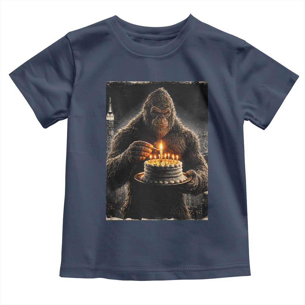 Funny Birthday Bigfoot Toddler T Shirt Sasquatsch Bday Party Vintage Graphic Japanese Art TS10 Navy Print Your Wear