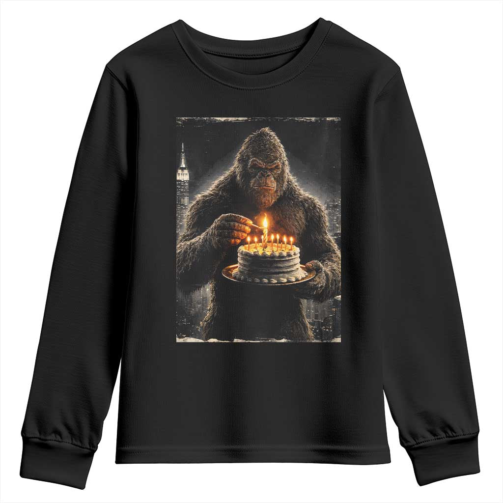 Funny Birthday Bigfoot Youth Sweatshirt Sasquatsch Bday Party Vintage Graphic Japanese Art TS10 Black Print Your Wear