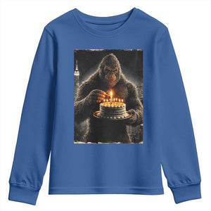 Funny Birthday Bigfoot Youth Sweatshirt Sasquatsch Bday Party Vintage Graphic Japanese Art TS10 Royal Blue Print Your Wear