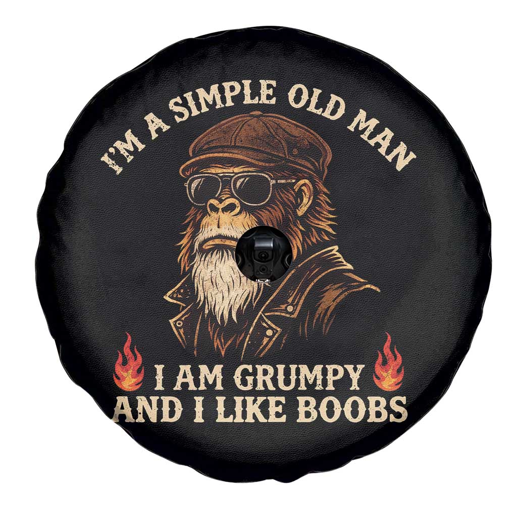 Funny Man Saying Spare Tire Cover Im A Simple Old Man I Am Grumpy And Like Boobs Bigfoot Gag Gift TS10 Print Your Wear