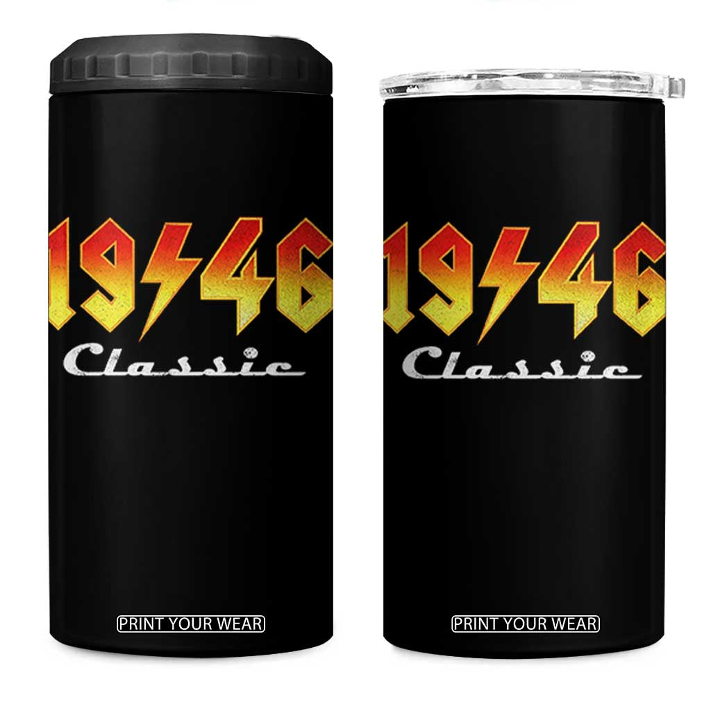 80th Birthday 4 in 1 Can Cooler Tumbler Classic Born 1946 Turning 80 Year Old TS10 One Size: 16 oz Black Print Your Wear