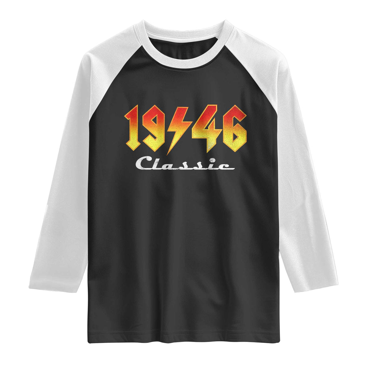 80th Birthday Raglan Shirt Classic Born 1946 Turning 80 Year Old TS10 Black White Print Your Wear