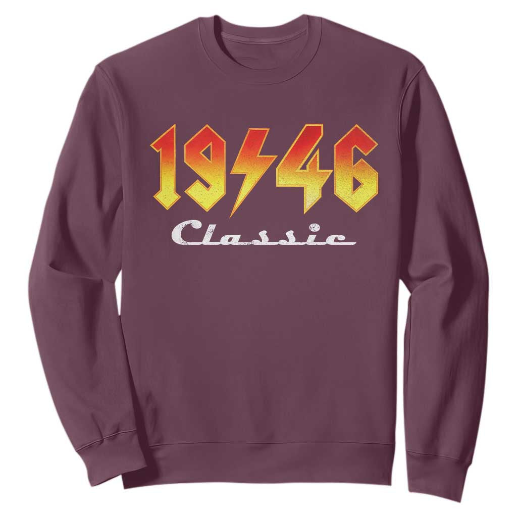 80th Birthday Sweatshirt Classic Born 1946 Turning 80 Year Old TS10 Maroon Print Your Wear
