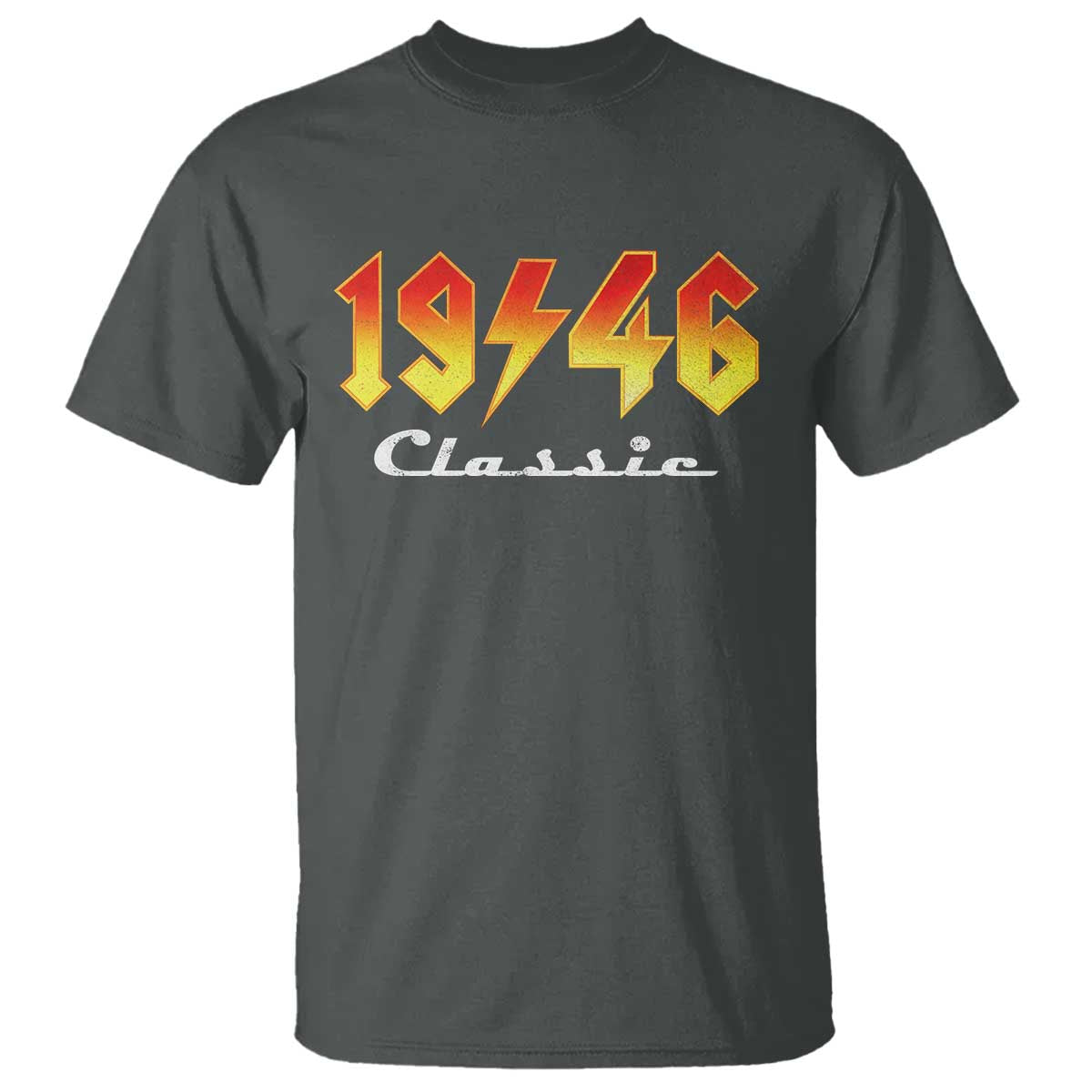 80th Birthday T Shirt Classic Born 1946 Turning 80 Year Old TS10 Dark Heather Print Your Wear