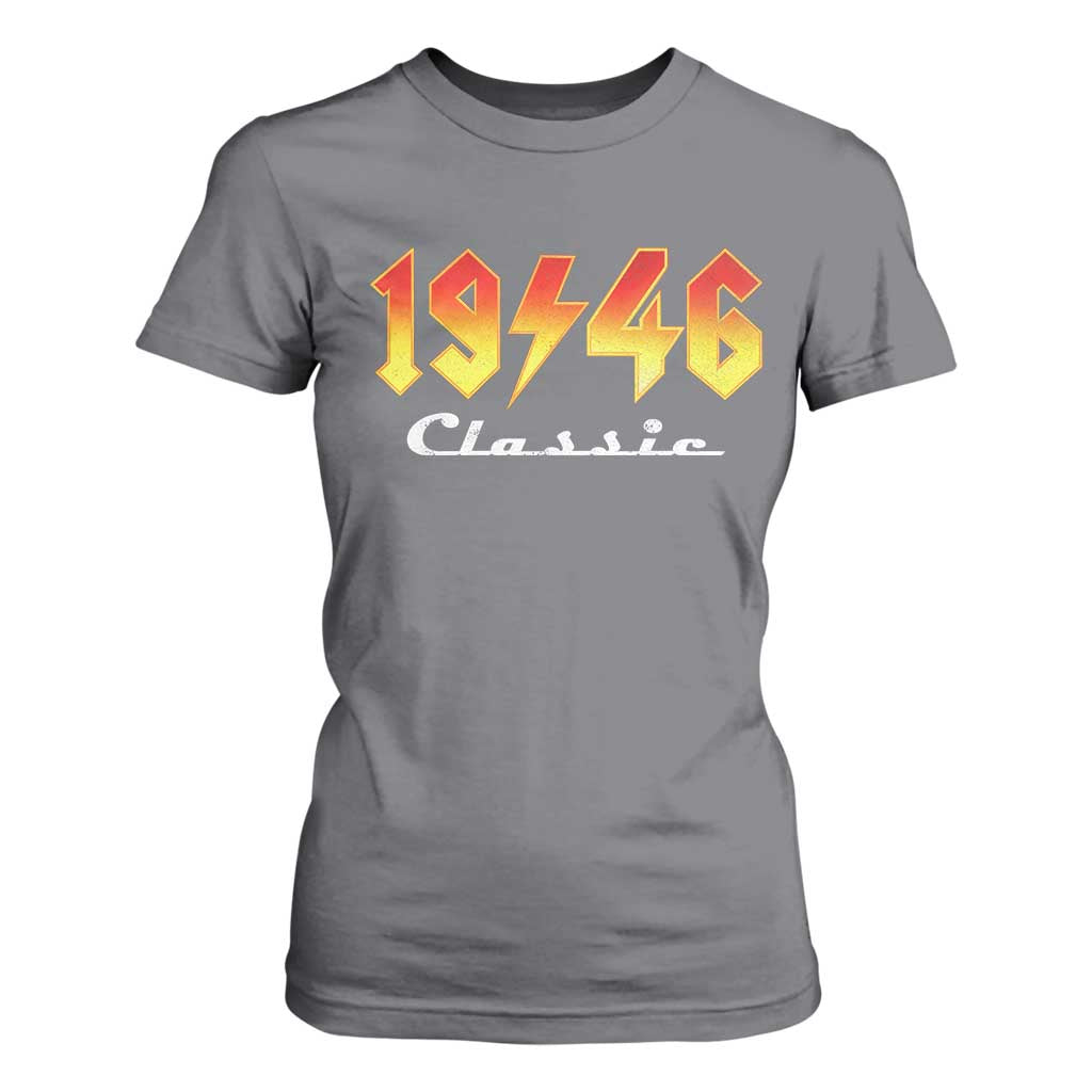 80th Birthday T Shirt For Women Classic Born 1946 Turning 80 Year Old TS10 Charcoal Print Your Wear