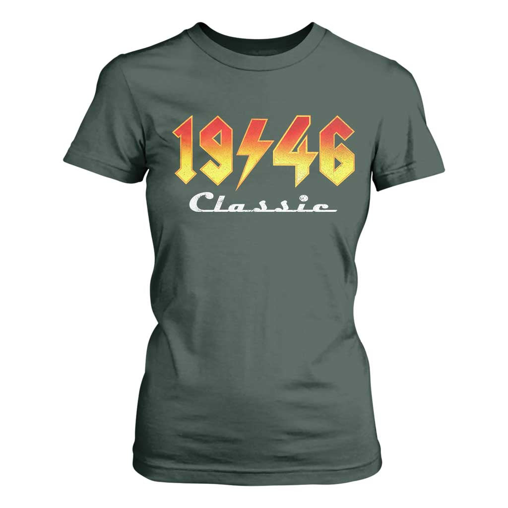 80th Birthday T Shirt For Women Classic Born 1946 Turning 80 Year Old TS10 Dark Forest Green Print Your Wear