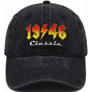 80th Birthday Washed Cotton Baseball Cap Classic Born 1946 Turning 80 Year Old TS10 Washed Cap Universal Fit Black Print Your Wear