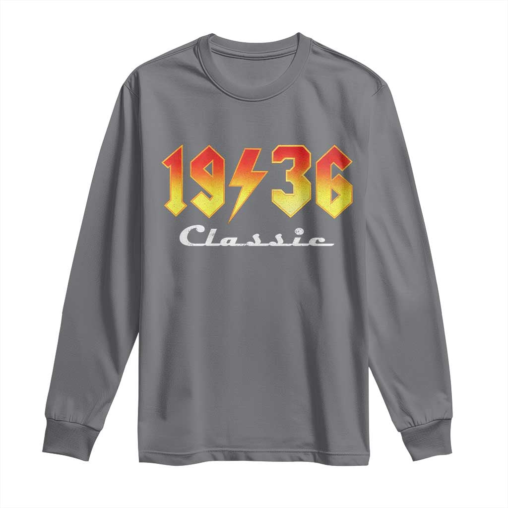 90th Birthday Long Sleeve Shirt Classic Born 1936 Turning 90 Year Old TS10 Charcoal Print Your Wear