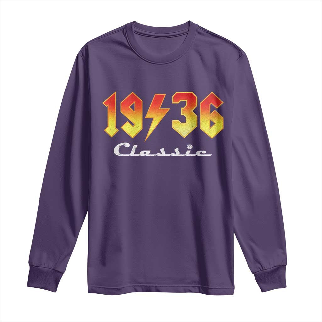90th Birthday Long Sleeve Shirt Classic Born 1936 Turning 90 Year Old TS10 Purple Print Your Wear