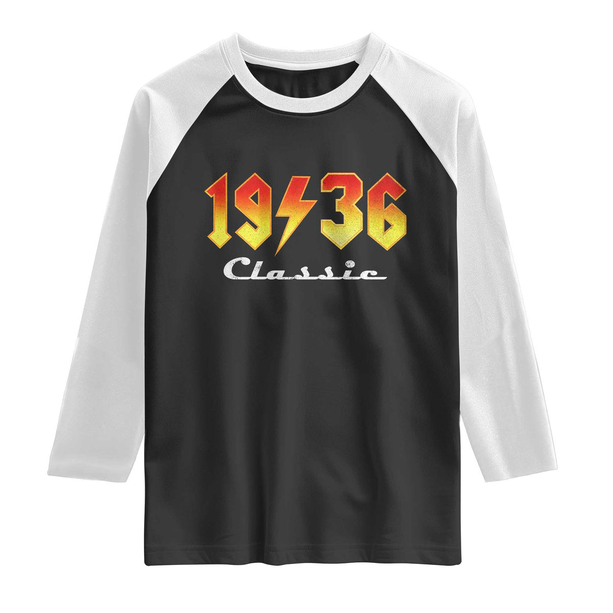 90th Birthday Raglan Shirt Classic Born 1936 Turning 90 Year Old TS10 Black White Print Your Wear