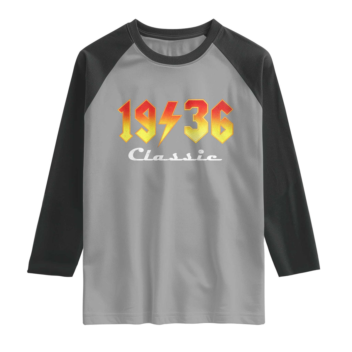 90th Birthday Raglan Shirt Classic Born 1936 Turning 90 Year Old TS10 Sport Gray Black Print Your Wear