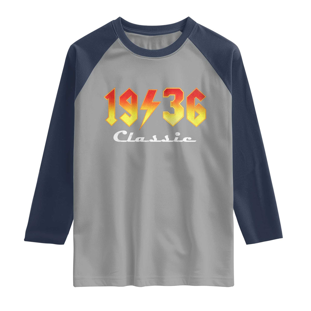 90th Birthday Raglan Shirt Classic Born 1936 Turning 90 Year Old TS10 Sport Gray Navy Print Your Wear