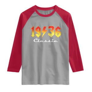 90th Birthday Raglan Shirt Classic Born 1936 Turning 90 Year Old TS10 Sport Gray Red Print Your Wear