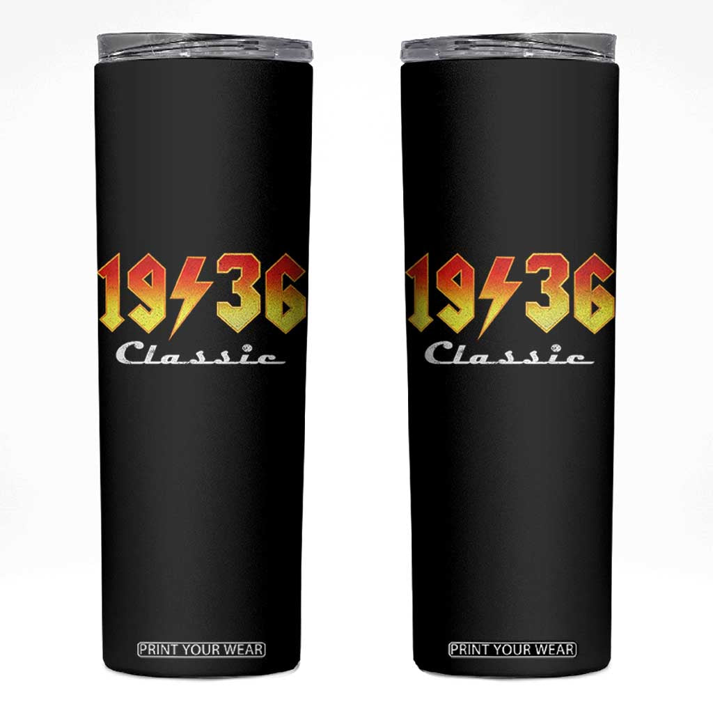 90th Birthday Skinny Tumbler Classic Born 1936 Turning 90 Year Old TS10 Black Print Your Wear