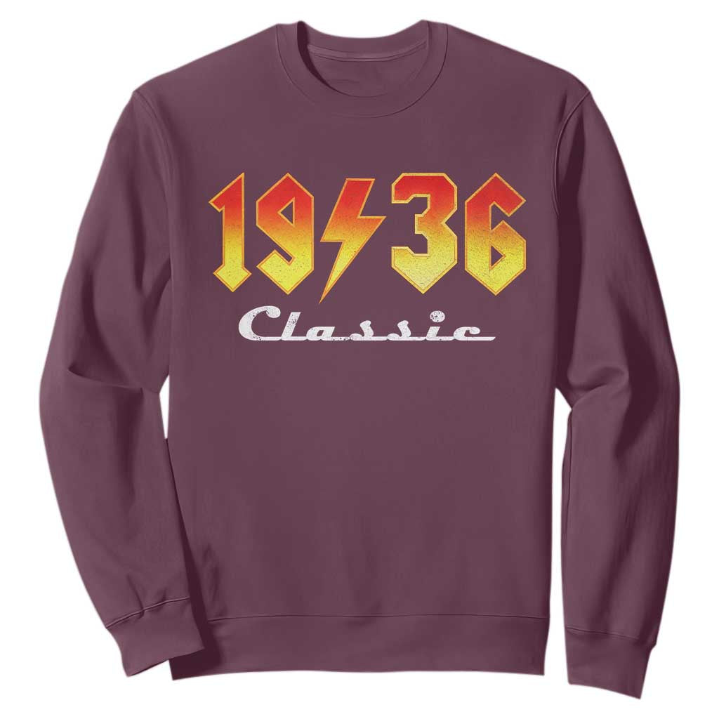 90th Birthday Sweatshirt Classic Born 1936 Turning 90 Year Old TS10 Maroon Print Your Wear