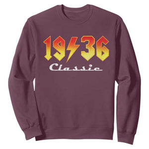 90th Birthday Sweatshirt Classic Born 1936 Turning 90 Year Old TS10 Maroon Print Your Wear