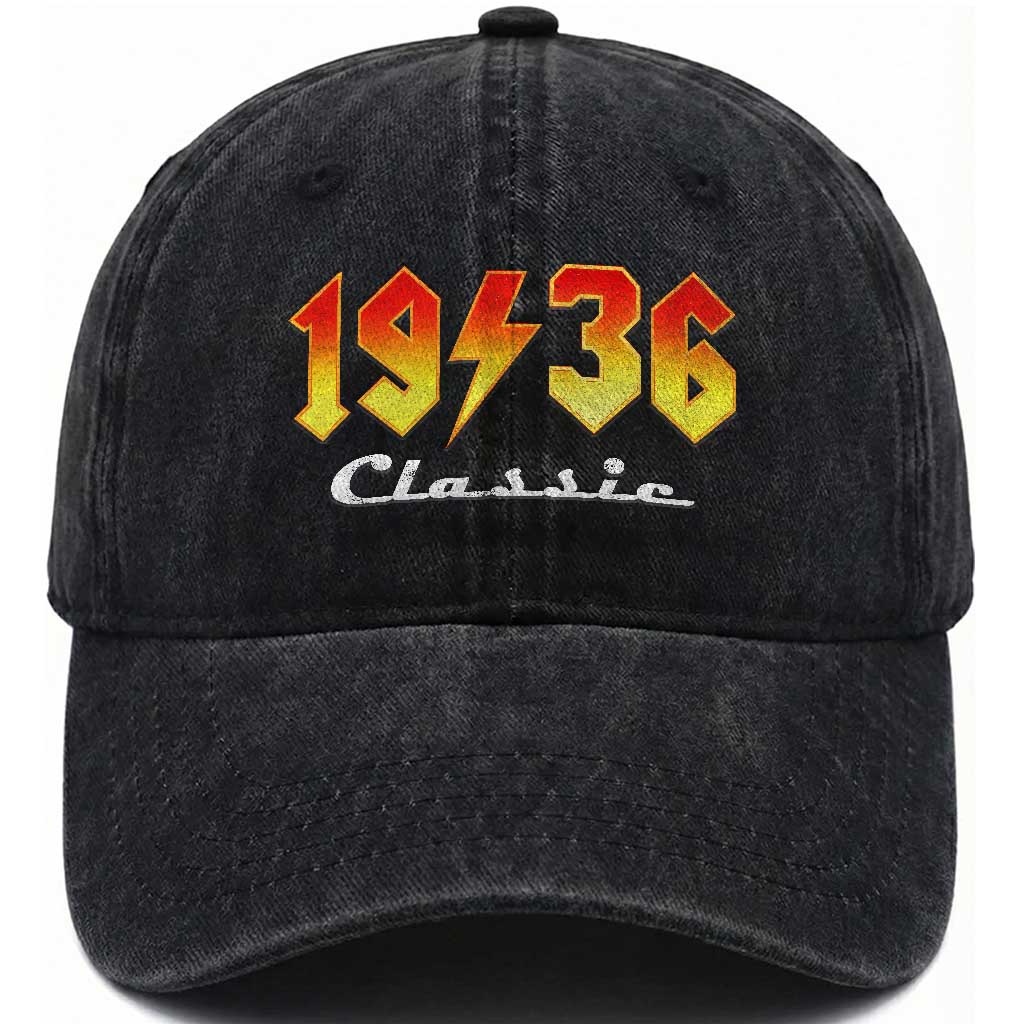 90th Birthday Washed Cotton Baseball Cap Classic Born 1936 Turning 90 Year Old TS10 Washed Cap Universal Fit Black Print Your Wear