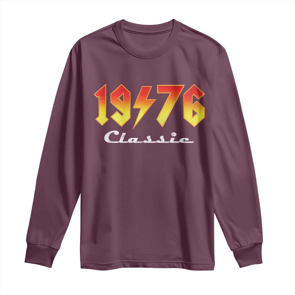50th Birthday Long Sleeve Shirt Classic Born 1976 Turning 50 Year Old TS10 Maroon Print Your Wear