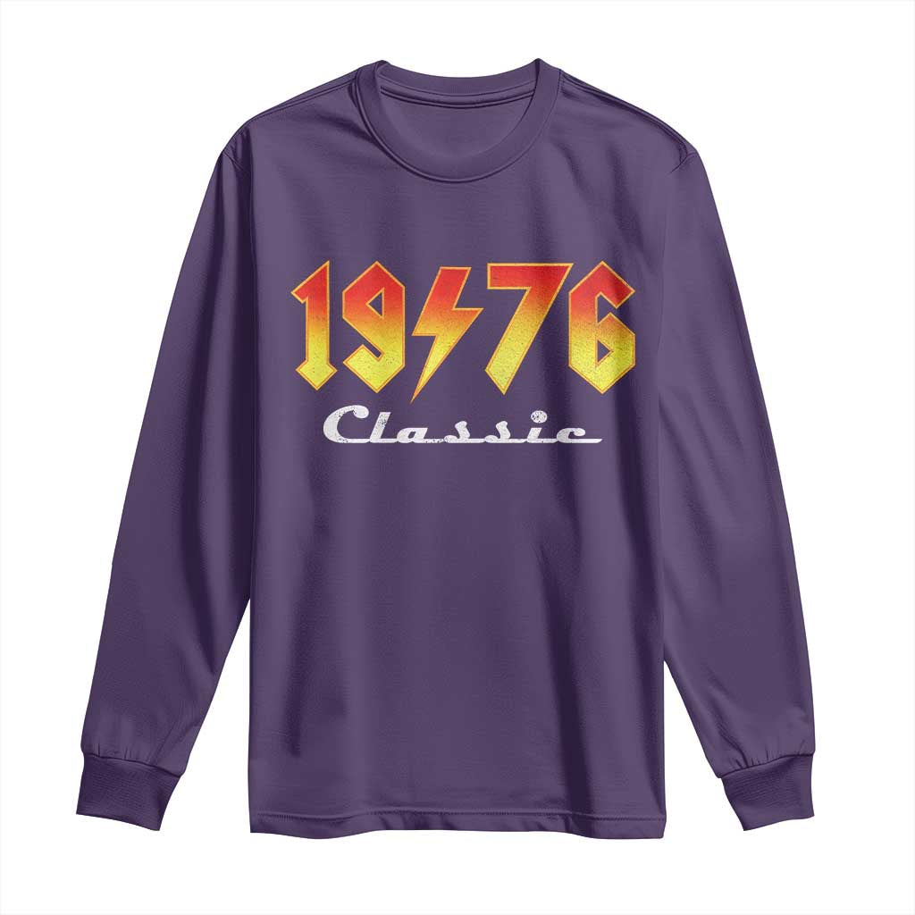 50th Birthday Long Sleeve Shirt Classic Born 1976 Turning 50 Year Old TS10 Purple Print Your Wear