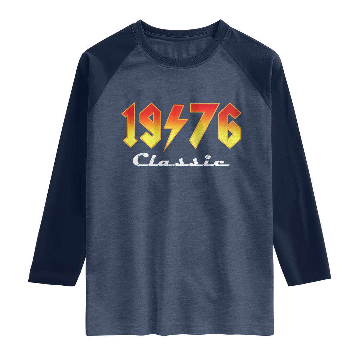 50th Birthday Raglan Shirt Classic Born 1976 Turning 50 Year Old TS10 Heather Denim Navy Print Your Wear