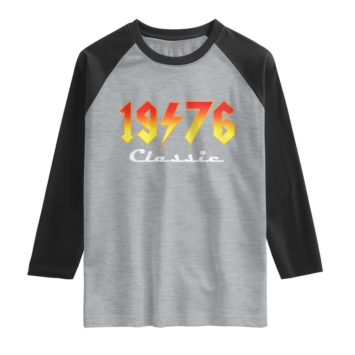 50th Birthday Raglan Shirt Classic Born 1976 Turning 50 Year Old TS10 Heather Gray Black Print Your Wear