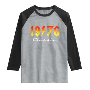 50th Birthday Raglan Shirt Classic Born 1976 Turning 50 Year Old TS10 Heather Gray Black Print Your Wear