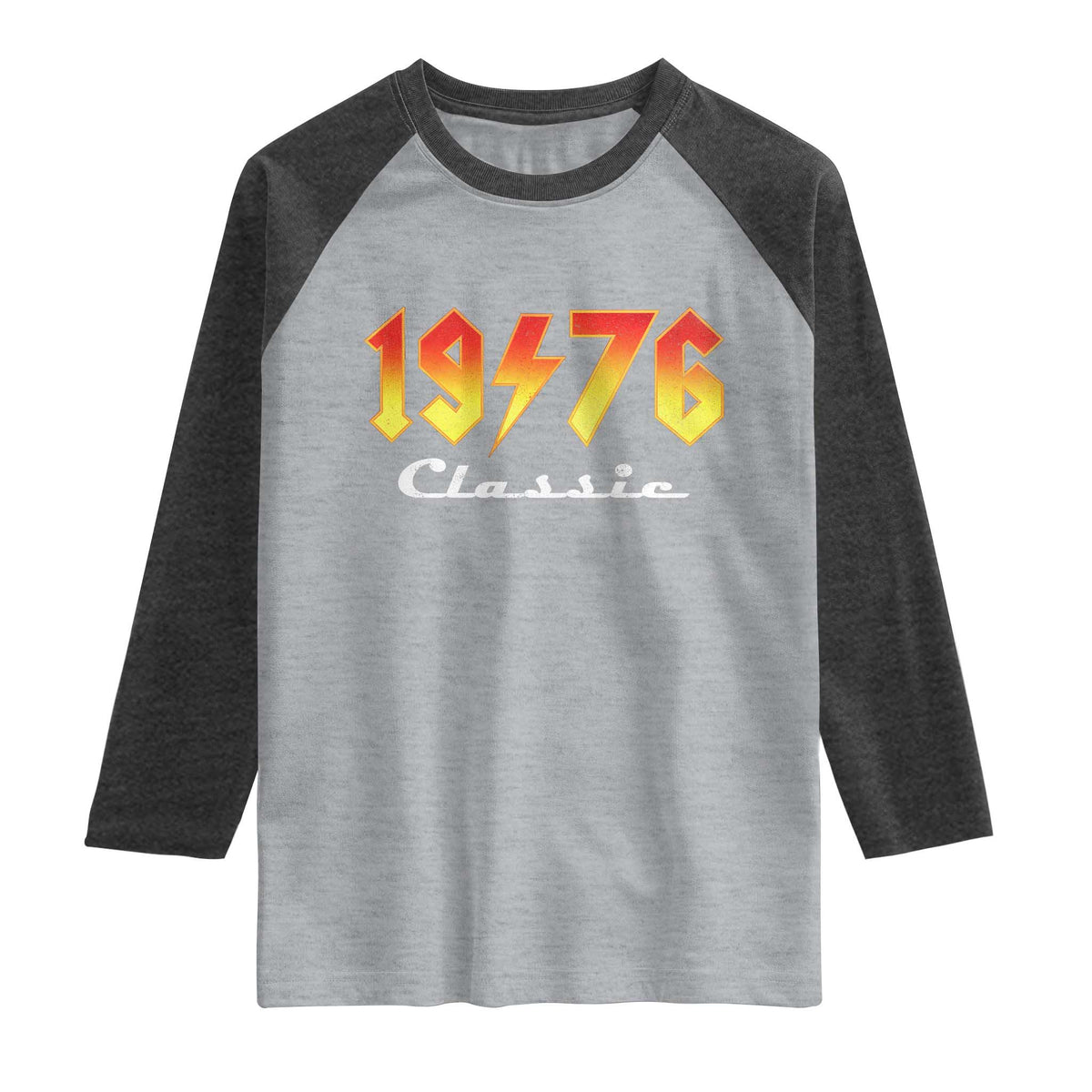 50th Birthday Raglan Shirt Classic Born 1976 Turning 50 Year Old TS10 Heather Gray Heather Charcoal Print Your Wear