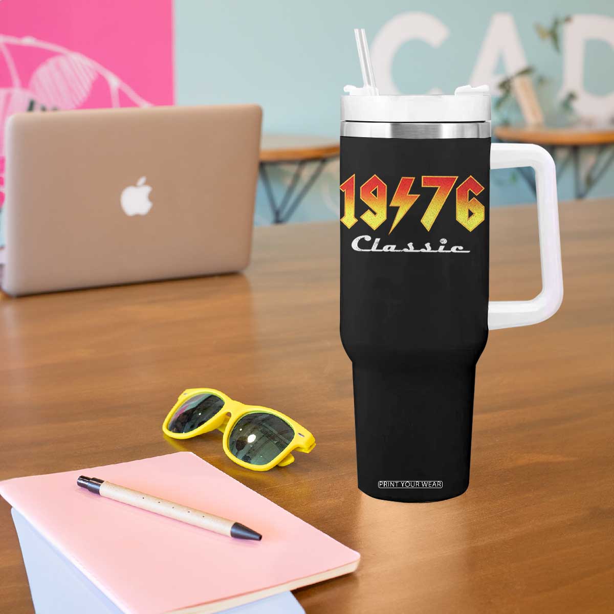 50th Birthday Tumbler With Handle Classic Born 1976 Turning 50 Year Old TS10 Print Your Wear