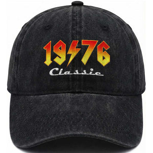 50th Birthday Washed Cotton Baseball Cap Classic Born 1976 Turning 50 Year Old TS10 Washed Cap Universal Fit Black Print Your Wear