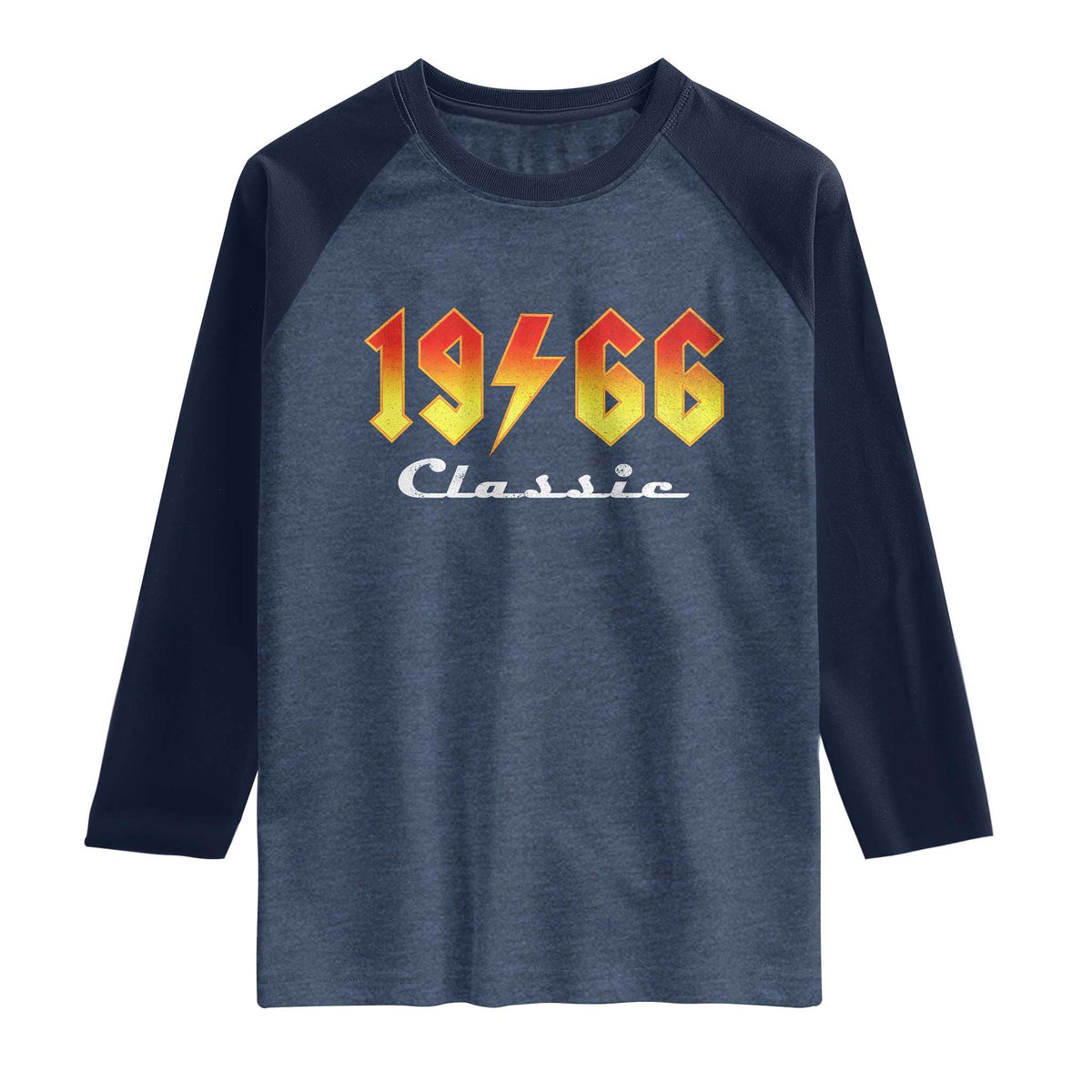 60th Birthday Raglan Shirt Classic Born 1966 Turning 60 Year Old TS10 Heather Denim Navy Print Your Wear