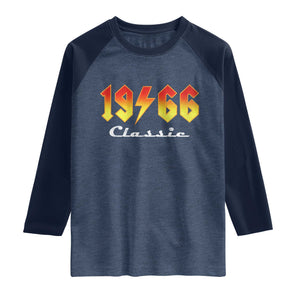 60th Birthday Raglan Shirt Classic Born 1966 Turning 60 Year Old TS10 Heather Denim Navy Print Your Wear